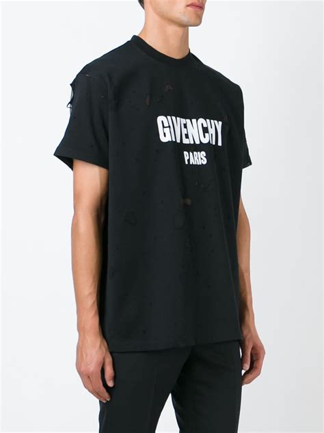 givenchy men's black shirt|givenchy distressed t shirt.